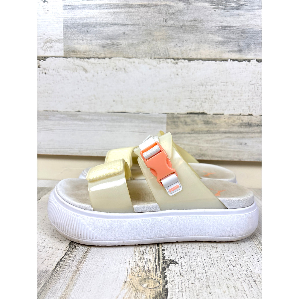 Puma Womens 8 Cream Mayu Pop Platform Slide Sandals Peach Buckle Casual Summer